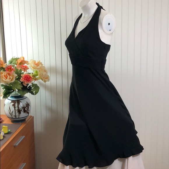 Ann Taylor Dresses & Skirts - Ann Taylor Petite Black Silk Halter Pin-Tuck Dress